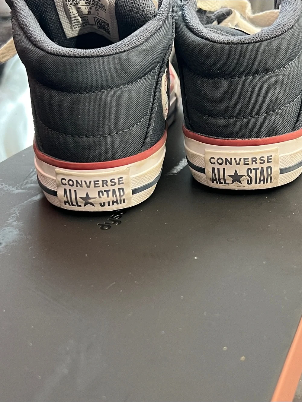 Converse Low-Top Sneakers in Blue, Black and White with Red Trim